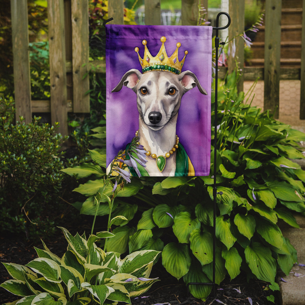 Whippet King of Mardi Gras Garden Flag Mailbox Decorative Yard Banner Outside Patio Artwork for Flower Beds, Garden Size, Multicolor