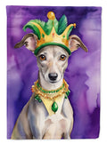 Whippet King of Mardi Gras House Flag 28x40 Porch Sleeve Pole Decorative Outside Yard Banner Artwork Wall Hanging, Polyester