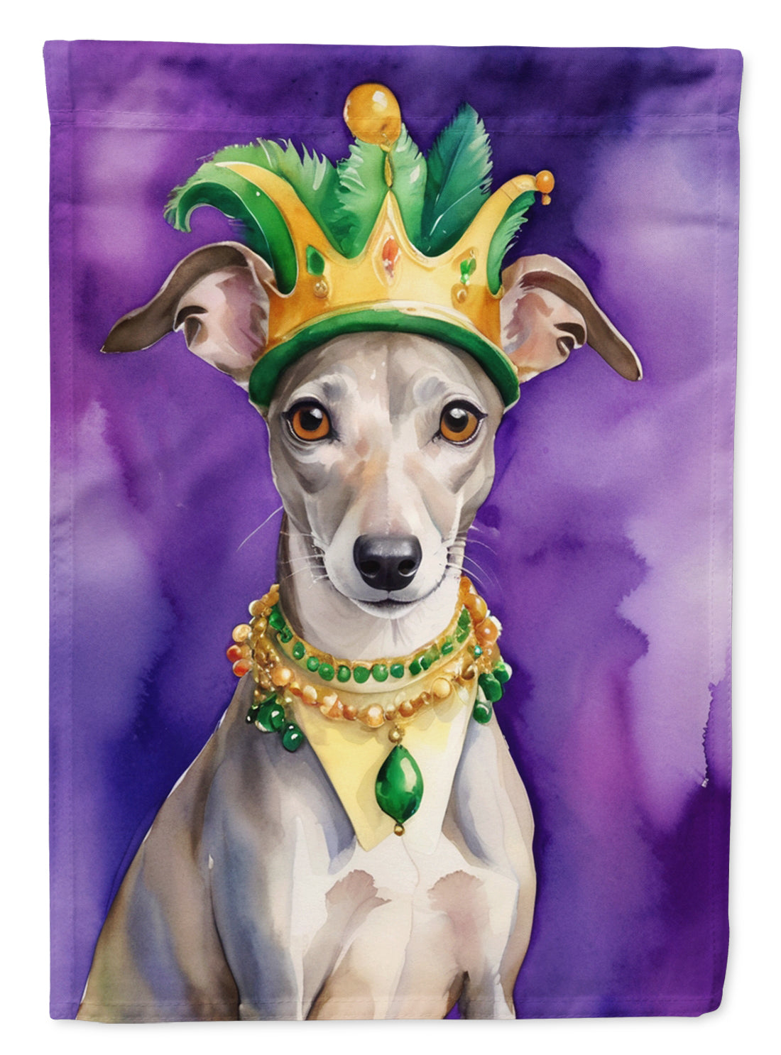 Whippet King of Mardi Gras Garden Flag Mailbox Decorative Yard Banner Outside Patio Artwork for Flower Beds, Garden Size, Multicolor