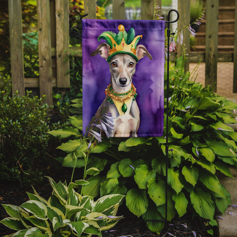 Whippet King of Mardi Gras Garden Flag Mailbox Decorative Yard Banner Outside Patio Artwork for Flower Beds, Garden Size, Multicolor