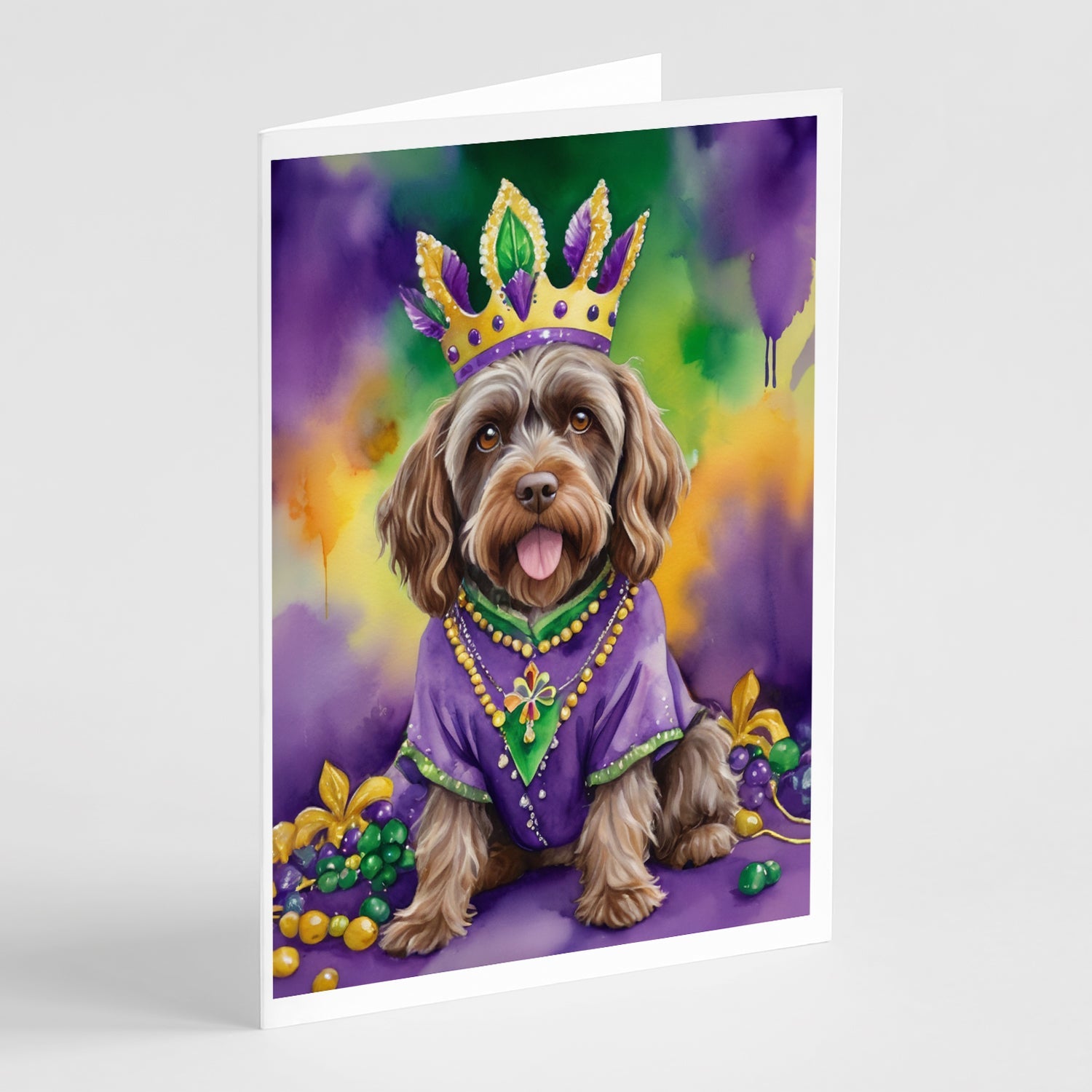 Wirehaired Pointing Griffon King of Mardi Gras Greeting Cards Pack of 8 Blank Cards with Envelopes Whimsical A7 Size 5x7