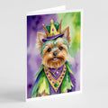 Yorkshire Terrier King of Mardi Gras Greeting Cards Pack of 8 Blank Cards with Envelopes Whimsical A7 Size 5x7