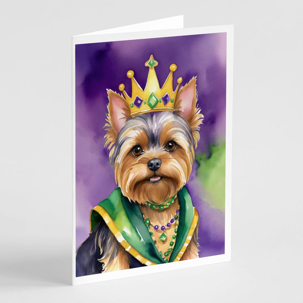 Yorkshire Terrier King of Mardi Gras Greeting Cards Pack of 8 Blank Cards with Envelopes Whimsical A7 Size 5x7