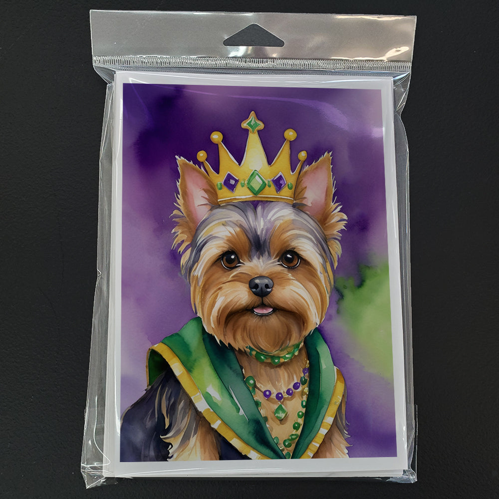 Yorkshire Terrier King of Mardi Gras Greeting Cards Pack of 8 Blank Cards with Envelopes Whimsical A7 Size 5x7