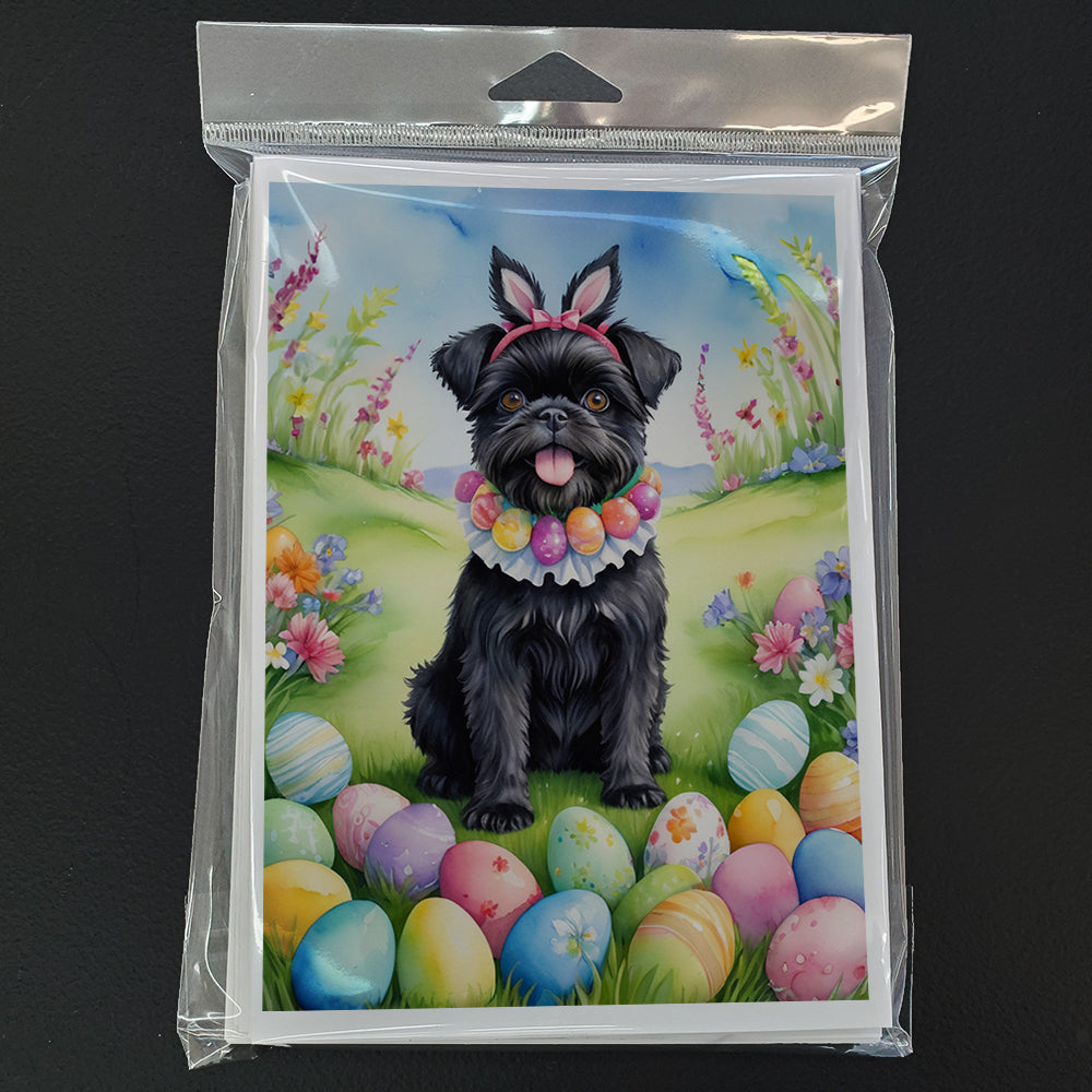 Affenpinscher Easter Egg Hunt Greeting Cards Pack of 8 Blank Cards with Envelopes Whimsical A7 Size 5x7