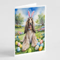 Afghan Hound Easter Egg Hunt Greeting Cards Pack of 8 Blank Cards with Envelopes Whimsical A7 Size 5x7