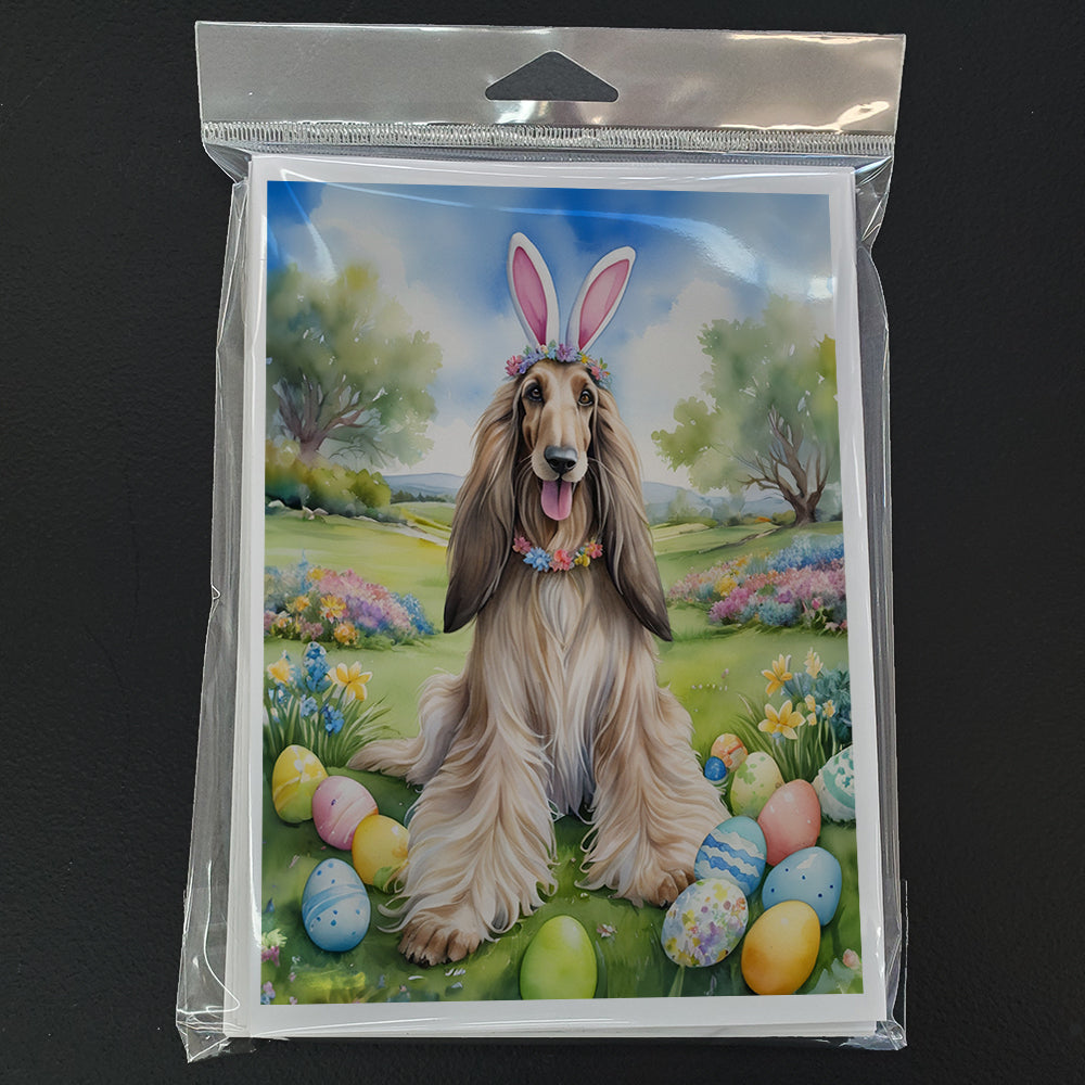 Afghan Hound Easter Egg Hunt Greeting Cards Pack of 8 Blank Cards with Envelopes Whimsical A7 Size 5x7