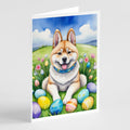 Akita Easter Egg Hunt Greeting Cards Pack of 8 Blank Cards with Envelopes Whimsical A7 Size 5x7