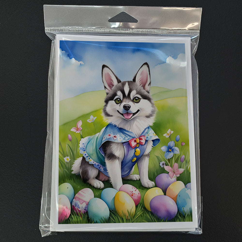 Alaskan Klee Kai Easter Egg Hunt Greeting Cards Pack of 8 Blank Cards with Envelopes Whimsical A7 Size 5x7
