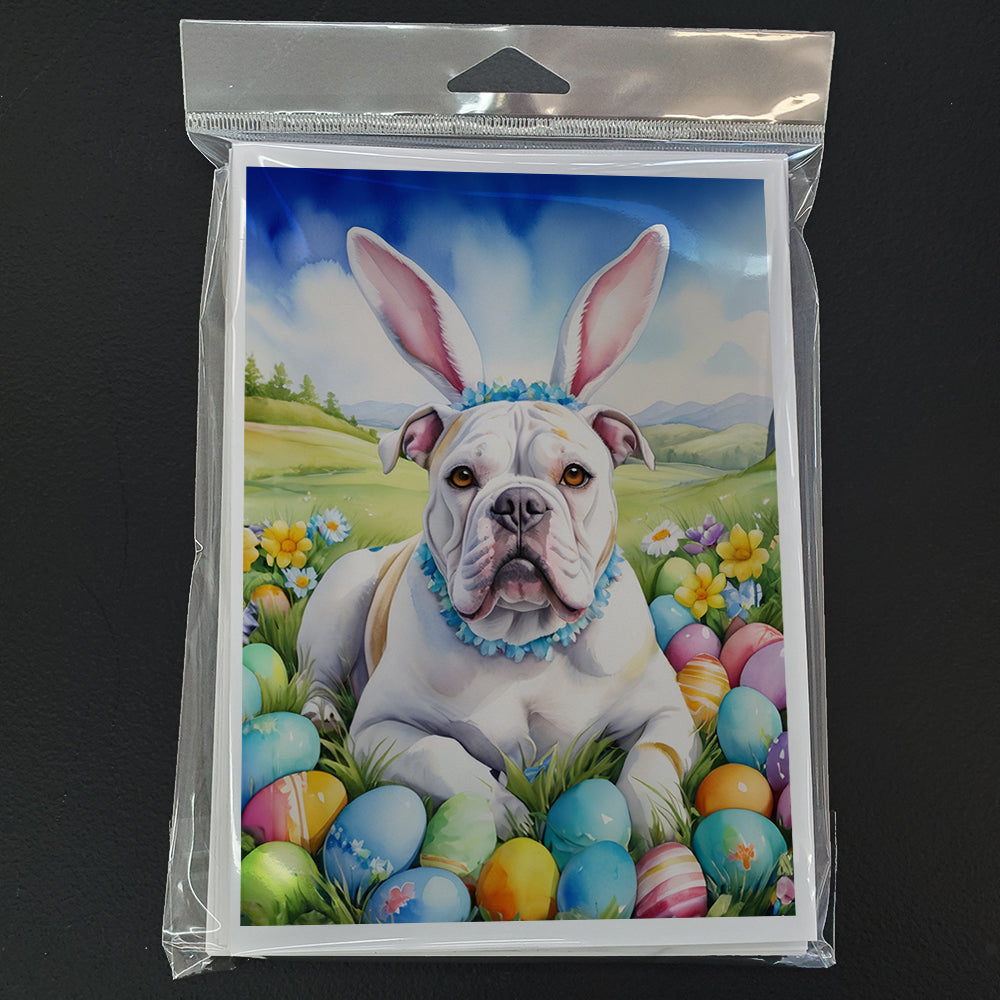 American Bulldog Easter Egg Hunt Greeting Cards Pack of 8 Blank Cards with Envelopes Whimsical A7 Size 5x7