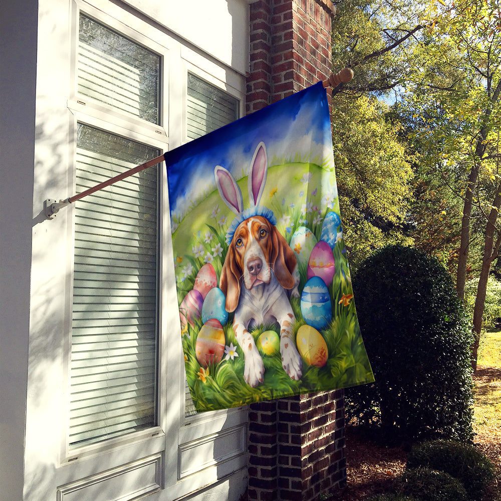 American English Coonhound Easter Egg Hunt House Flag 28x40 Porch Sleeve Pole Decorative Outside Yard Banner Artwork Wall Hanging, Polyester