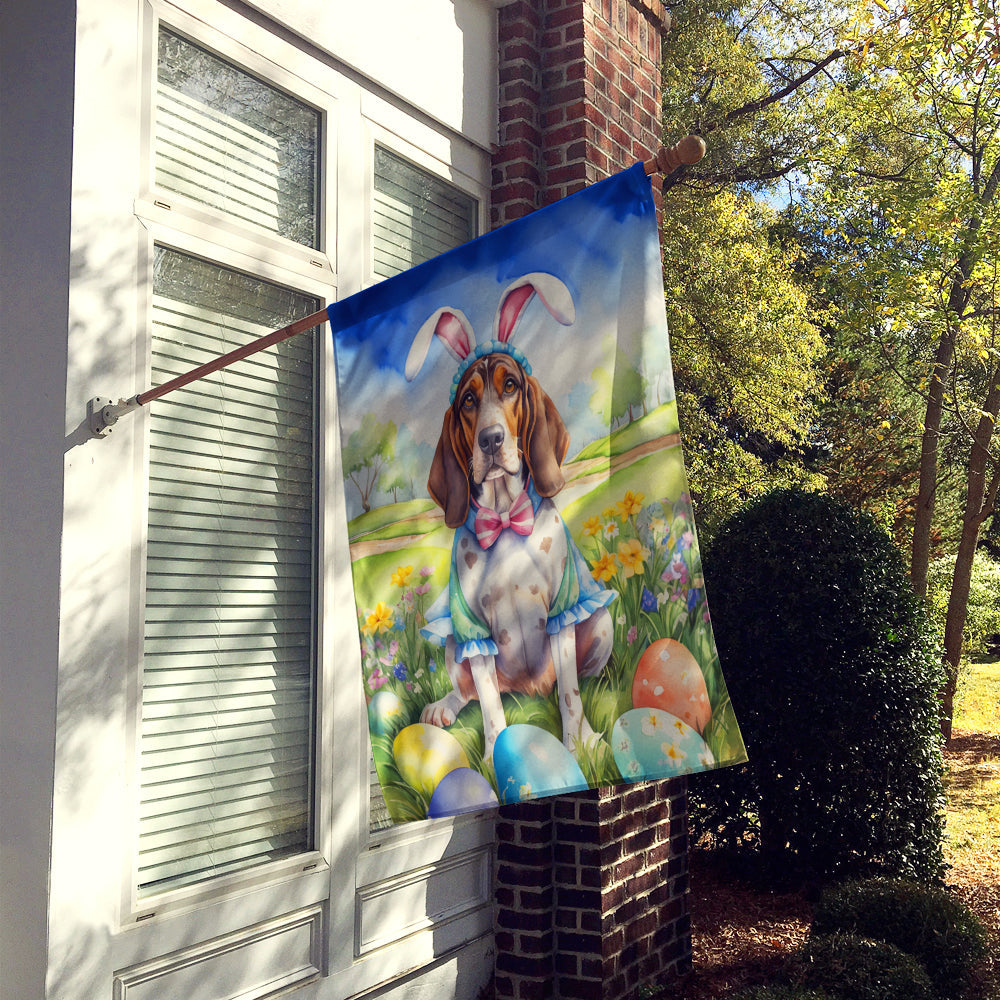 American English Coonhound Easter Egg Hunt House Flag 28x40 Porch Sleeve Pole Decorative Outside Yard Banner Artwork Wall Hanging, Polyester