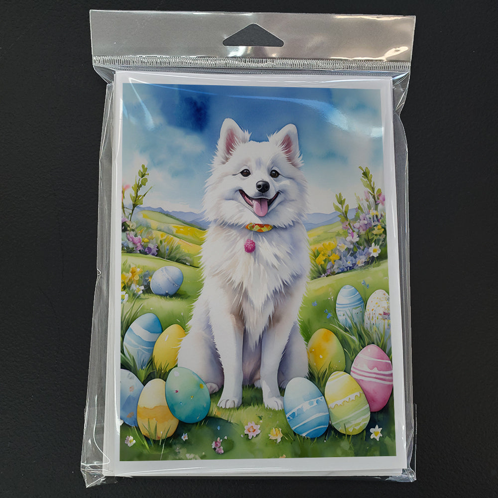 American Eskimo Easter Egg Hunt Greeting Cards Pack of 8 Blank Cards with Envelopes Whimsical A7 Size 5x7