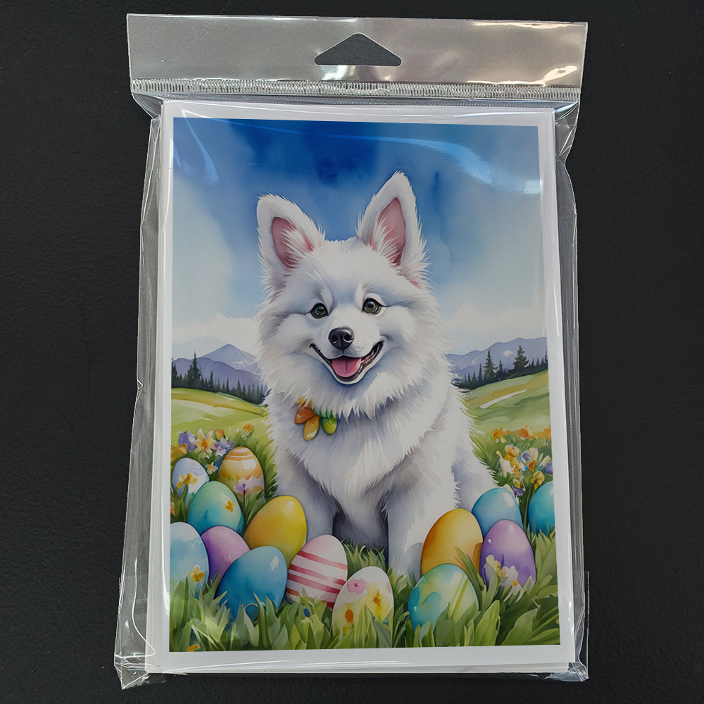 American Eskimo Easter Egg Hunt Greeting Cards Pack of 8 Blank Cards with Envelopes Whimsical A7 Size 5x7