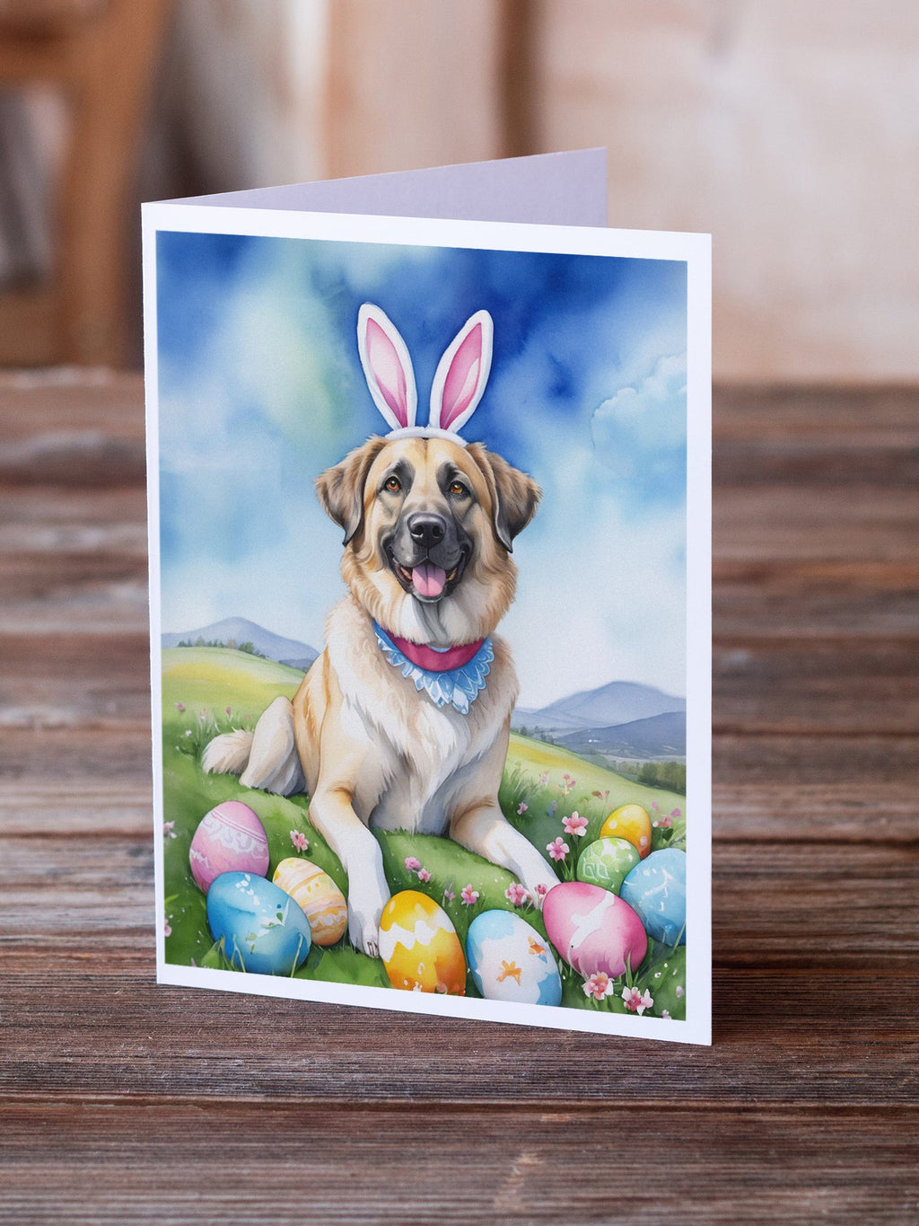 Anatolian Shepherd Dog Easter Egg Hunt Greeting Cards Pack of 8 Blank Cards with Envelopes Whimsical A7 Size 5x7