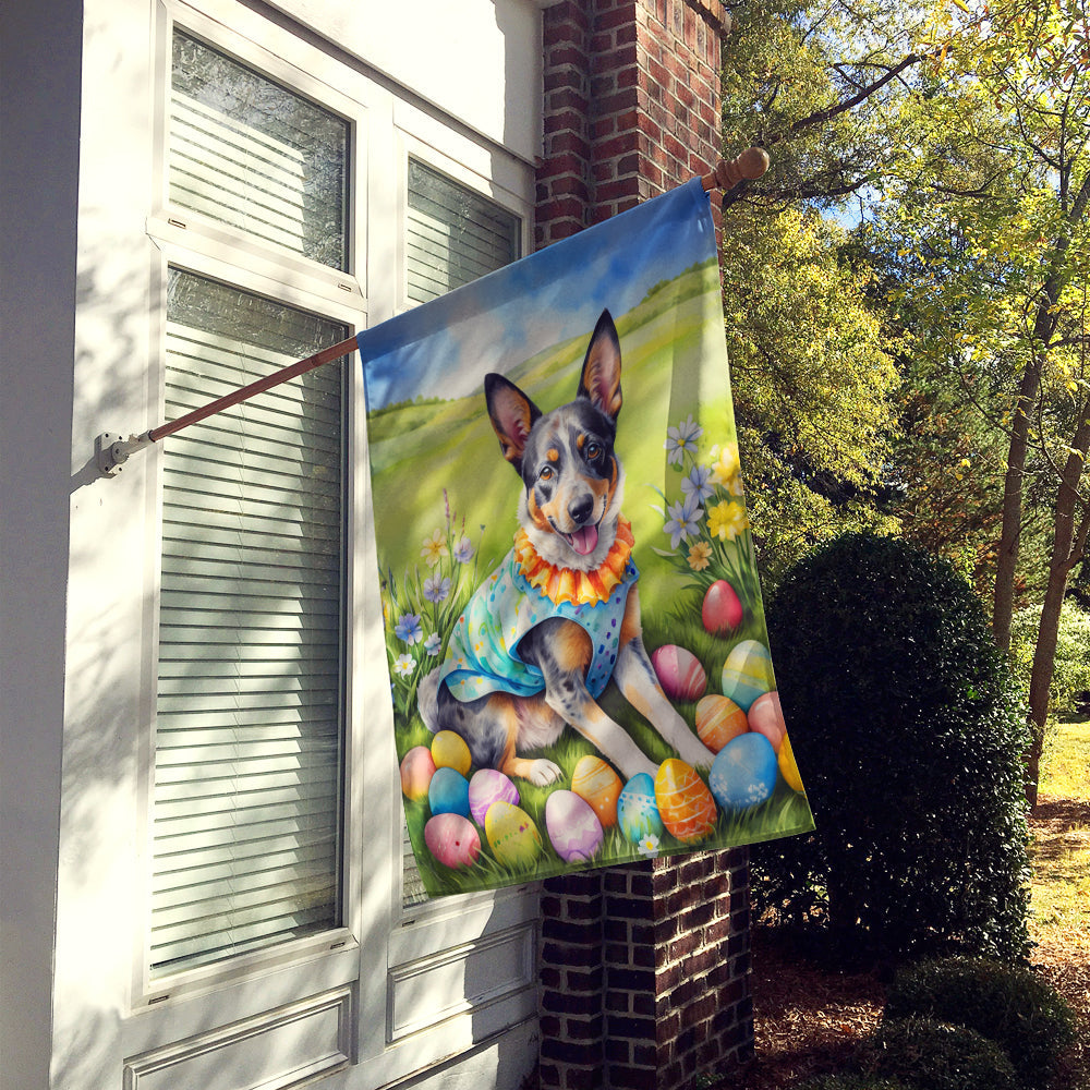 Australian Cattle Dog Easter Egg Hunt House Flag 28x40 Porch Sleeve Pole Decorative Outside Yard Banner Artwork Wall Hanging, Polyester