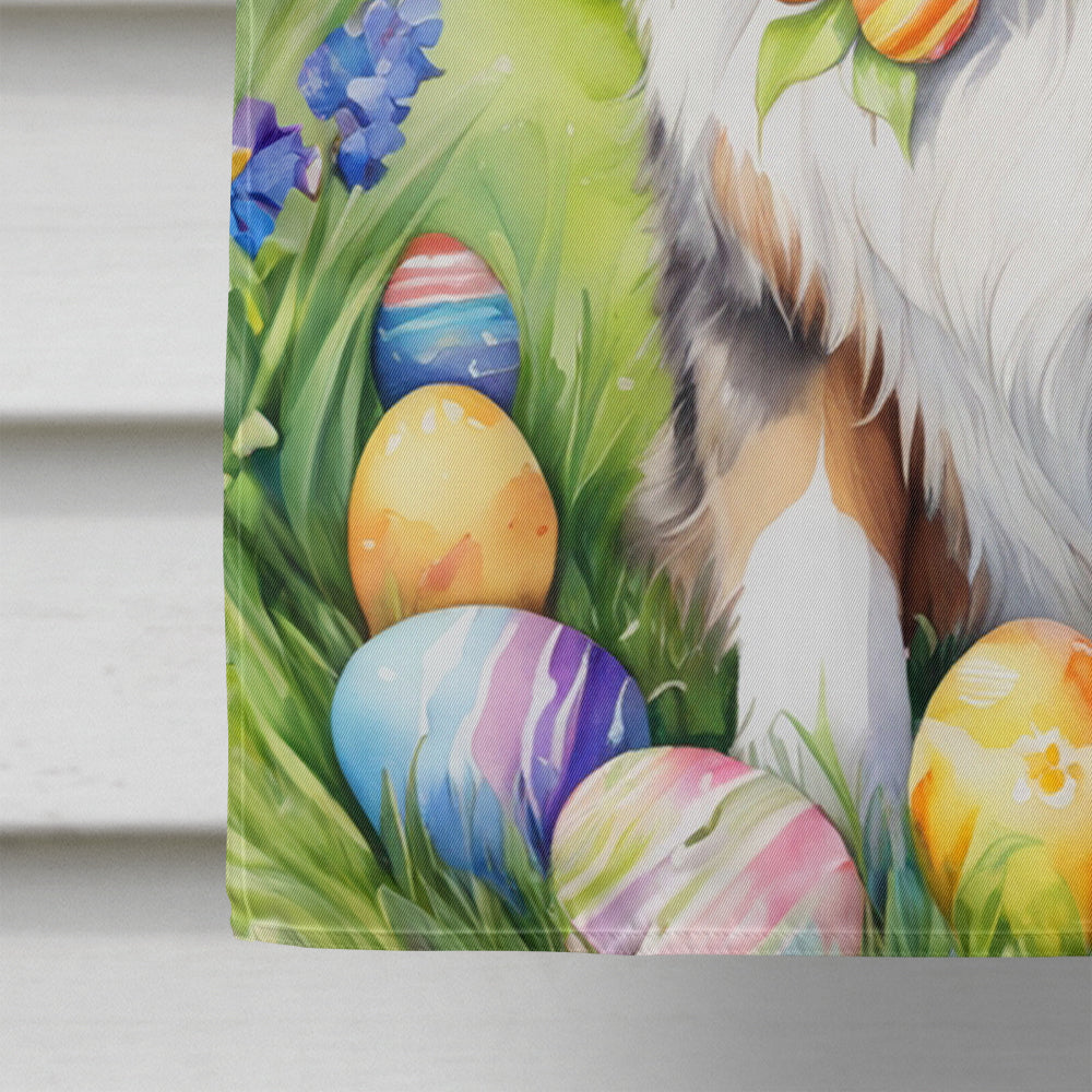 Australian Shepherd Easter Egg Hunt House Flag 28x40 Porch Sleeve Pole Decorative Outside Yard Banner Artwork Wall Hanging, Polyester