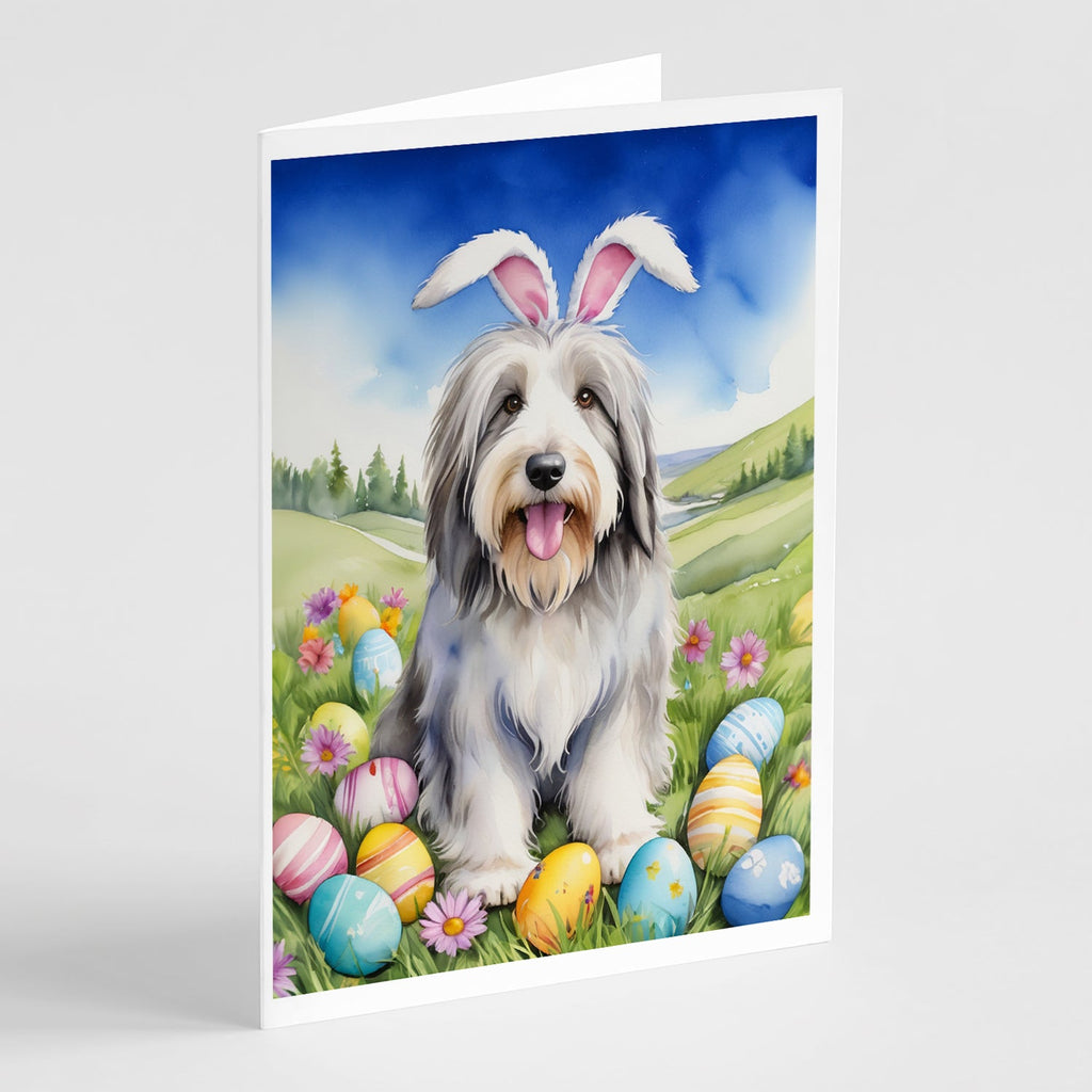 Bearded Collie Easter Egg Hunt Greeting Cards Pack of 8 Blank Cards with Envelopes Whimsical A7 Size 5x7