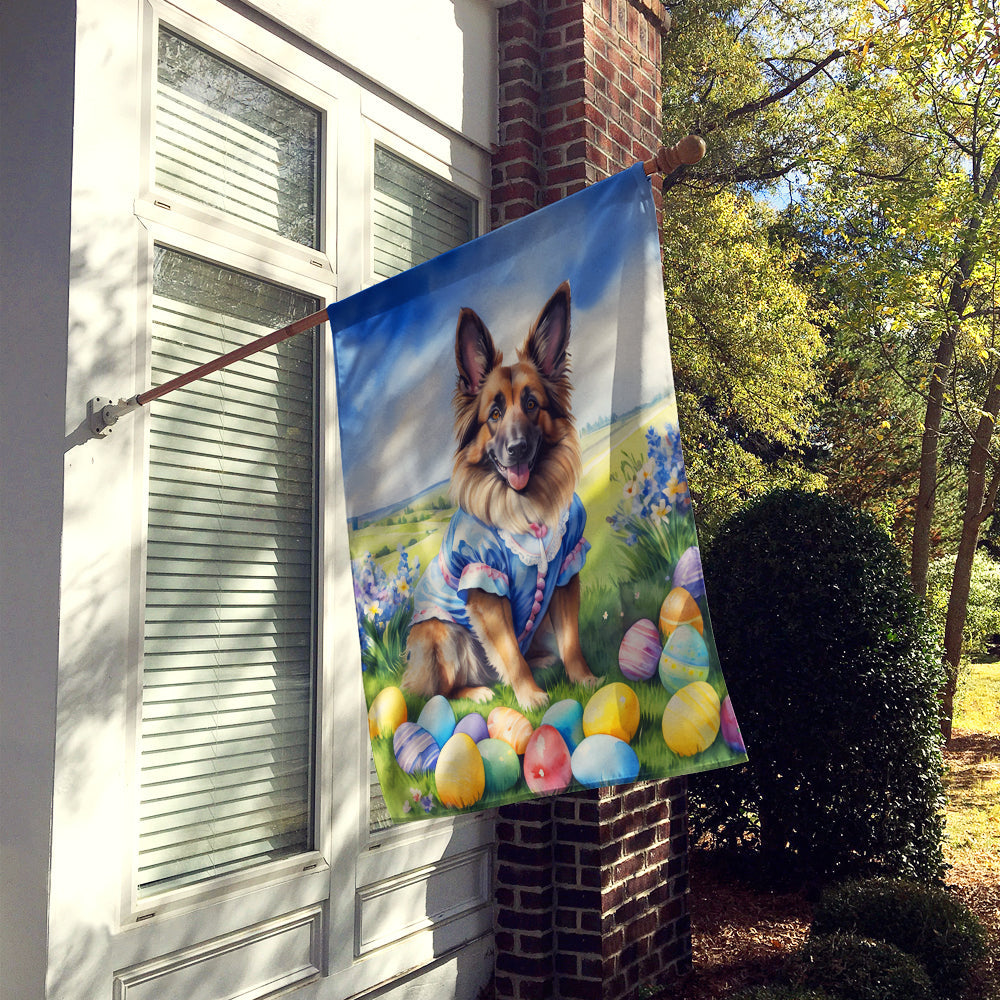 Belgian Tervuren Easter Egg Hunt House Flag 28x40 Porch Sleeve Pole Decorative Outside Yard Banner Artwork Wall Hanging, Polyester