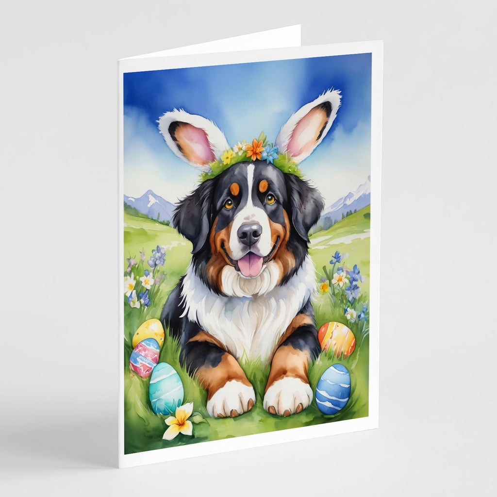 Bernese Mountain Dog Easter Egg Hunt Greeting Cards Pack of 8 Blank Cards with Envelopes Whimsical A7 Size 5x7