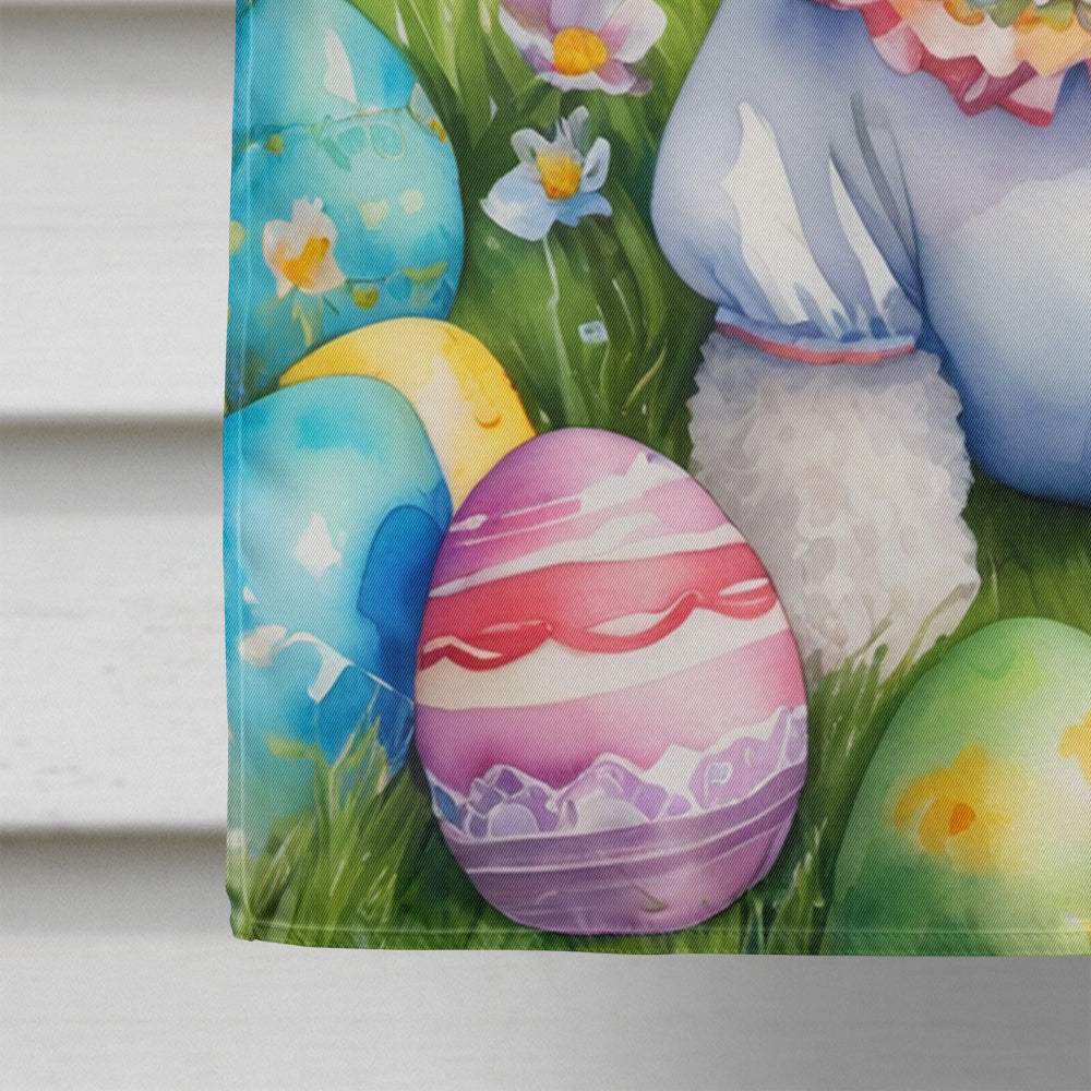 Bichon Frise Easter Egg Hunt House Flag 28x40 Porch Sleeve Pole Decorative Outside Yard Banner Artwork Wall Hanging, Polyester