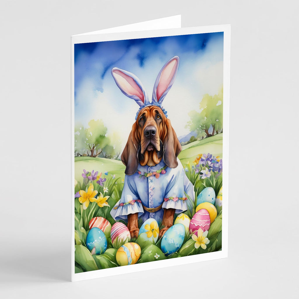 Bloodhound Easter Egg Hunt Greeting Cards Pack of 8 Blank Cards with Envelopes Whimsical A7 Size 5x7