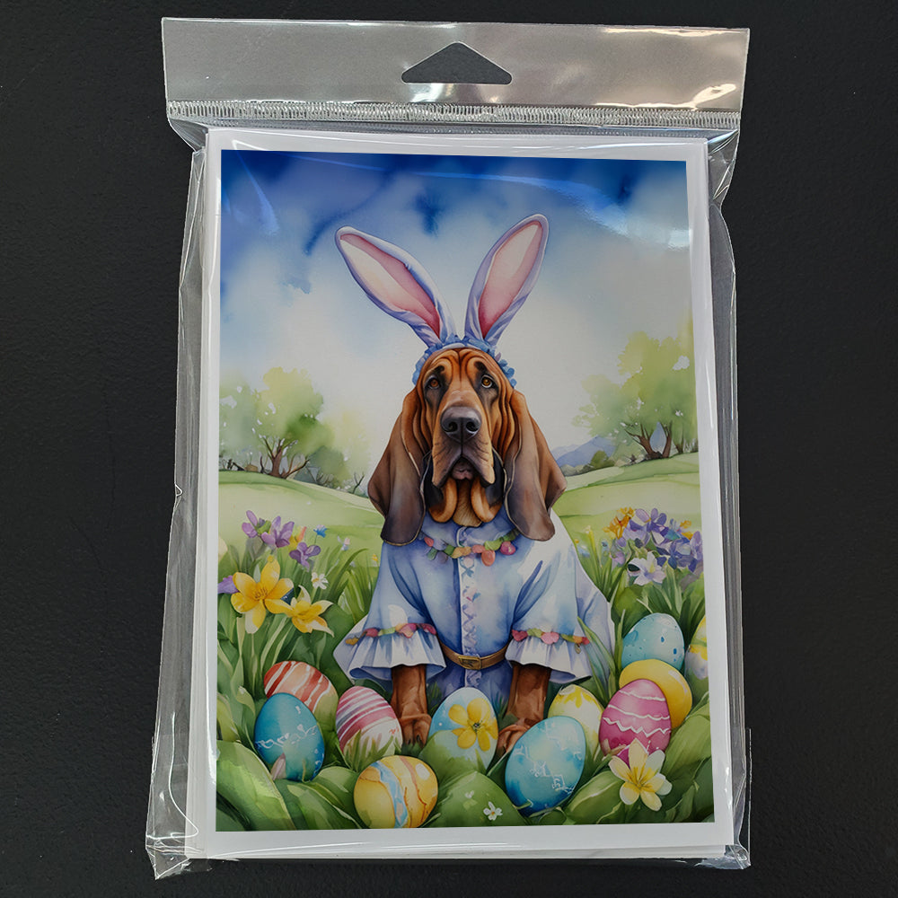 Bloodhound Easter Egg Hunt Greeting Cards Pack of 8 Blank Cards with Envelopes Whimsical A7 Size 5x7