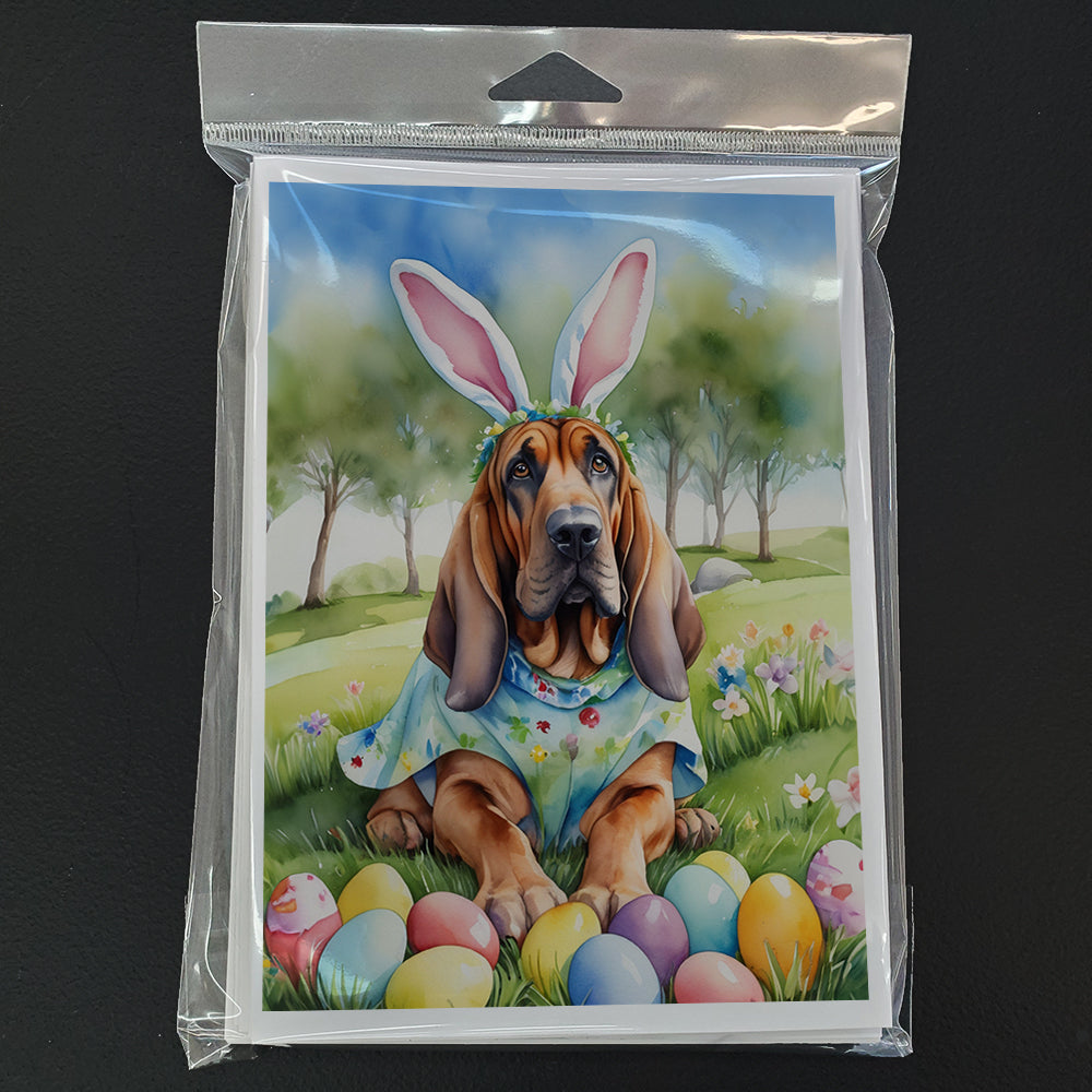 Bloodhound Easter Egg Hunt Greeting Cards Pack of 8 Blank Cards with Envelopes Whimsical A7 Size 5x7