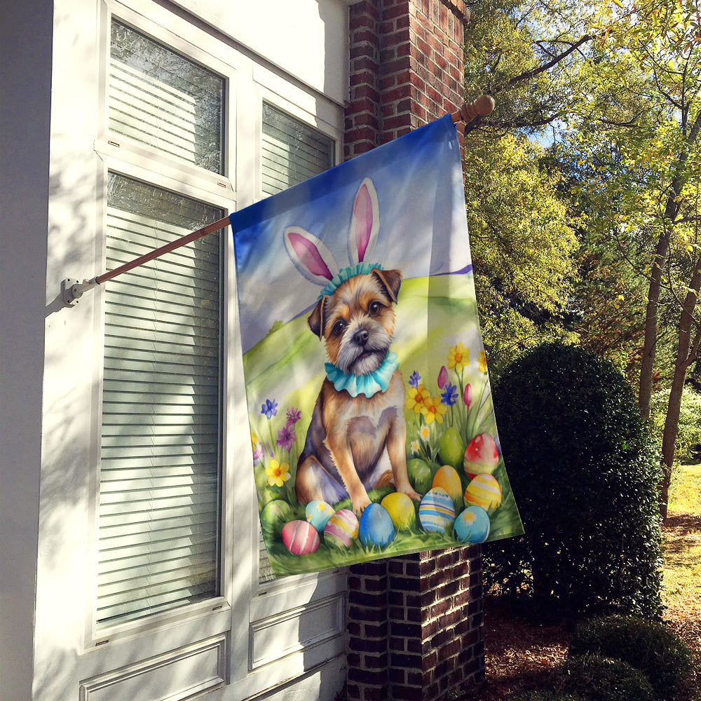 Border Terrier Easter Egg Hunt House Flag 28x40 Porch Sleeve Pole Decorative Outside Yard Banner Artwork Wall Hanging, Polyester