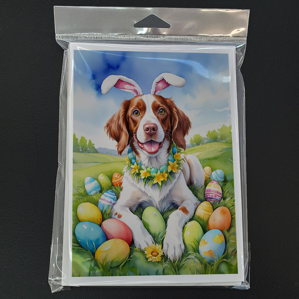Brittany Spaniel Easter Egg Hunt Greeting Cards Pack of 8 Blank Cards with Envelopes Whimsical A7 Size 5x7