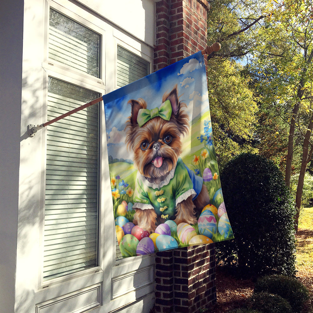 Brussels Griffon Easter Egg Hunt House Flag 28x40 Porch Sleeve Pole Decorative Outside Yard Banner Artwork Wall Hanging, Polyester