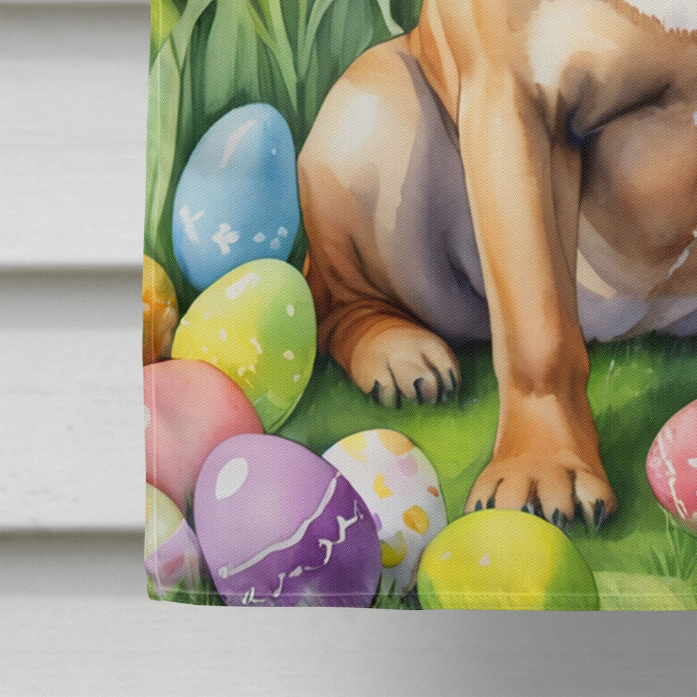 Bullmastiff Easter Egg Hunt House Flag 28x40 Porch Sleeve Pole Decorative Outside Yard Banner Artwork Wall Hanging, Polyester