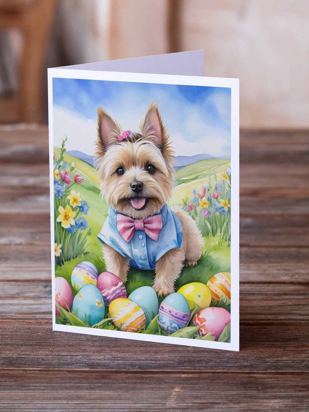 Cairn Terrier Easter Egg Hunt Greeting Cards Pack of 8 Blank Cards with Envelopes Whimsical A7 Size 5x7