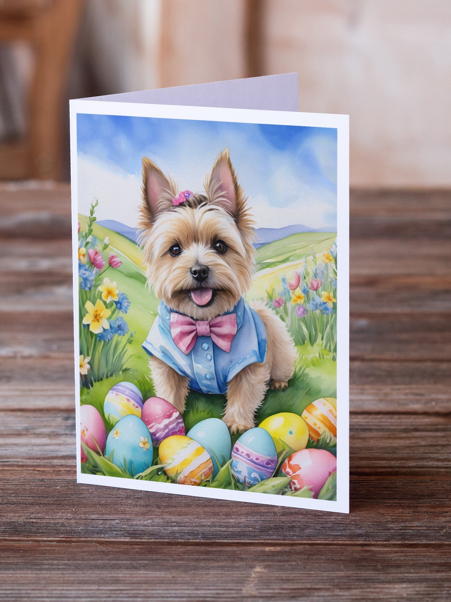 Cairn Terrier Easter Egg Hunt Greeting Cards Pack of 8 Blank Cards with Envelopes Whimsical A7 Size 5x7