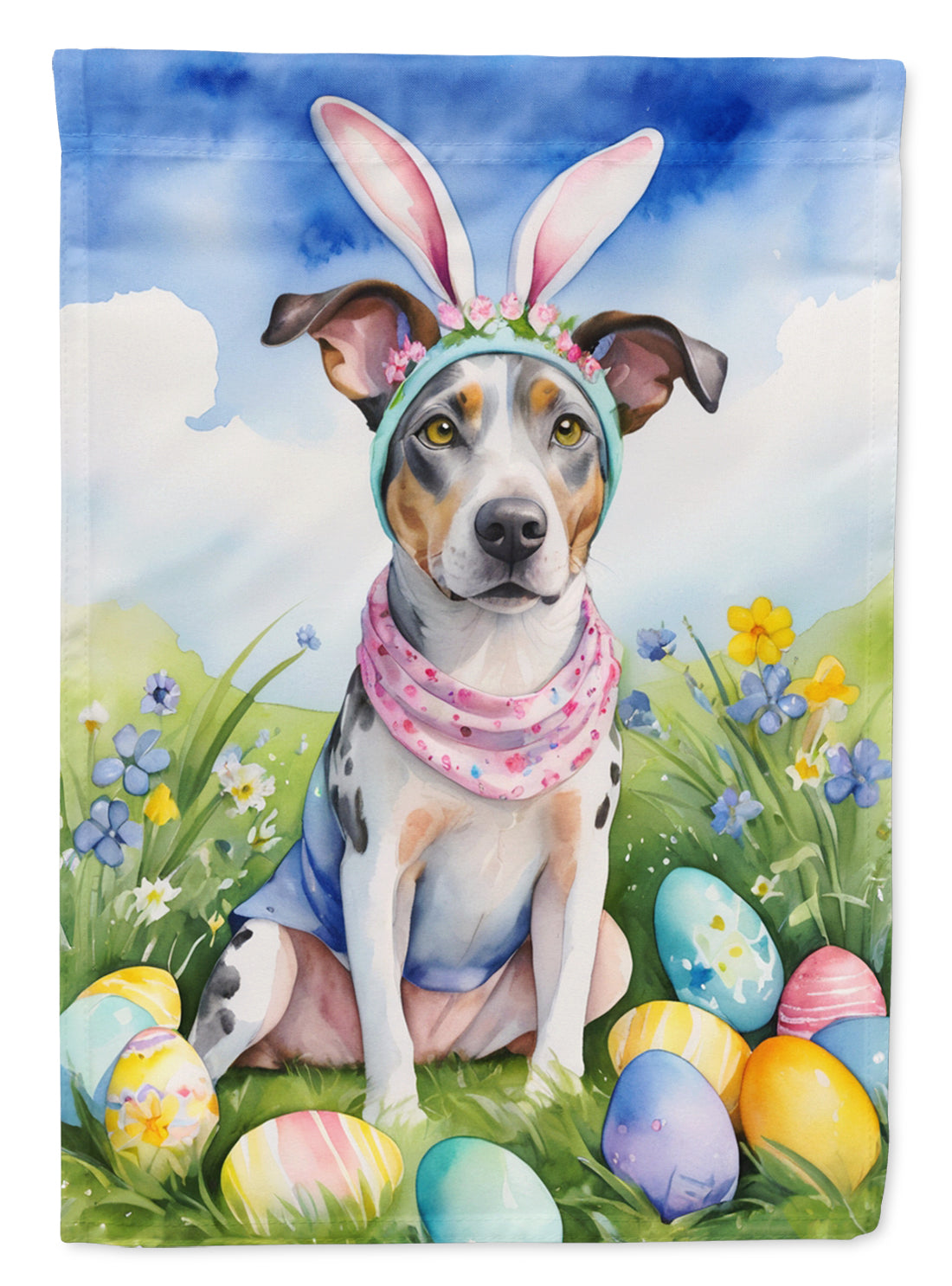 Catahoula Easter Egg Hunt House Flag 28x40 Porch Sleeve Pole Decorative Outside Yard Banner Artwork Wall Hanging, Polyester