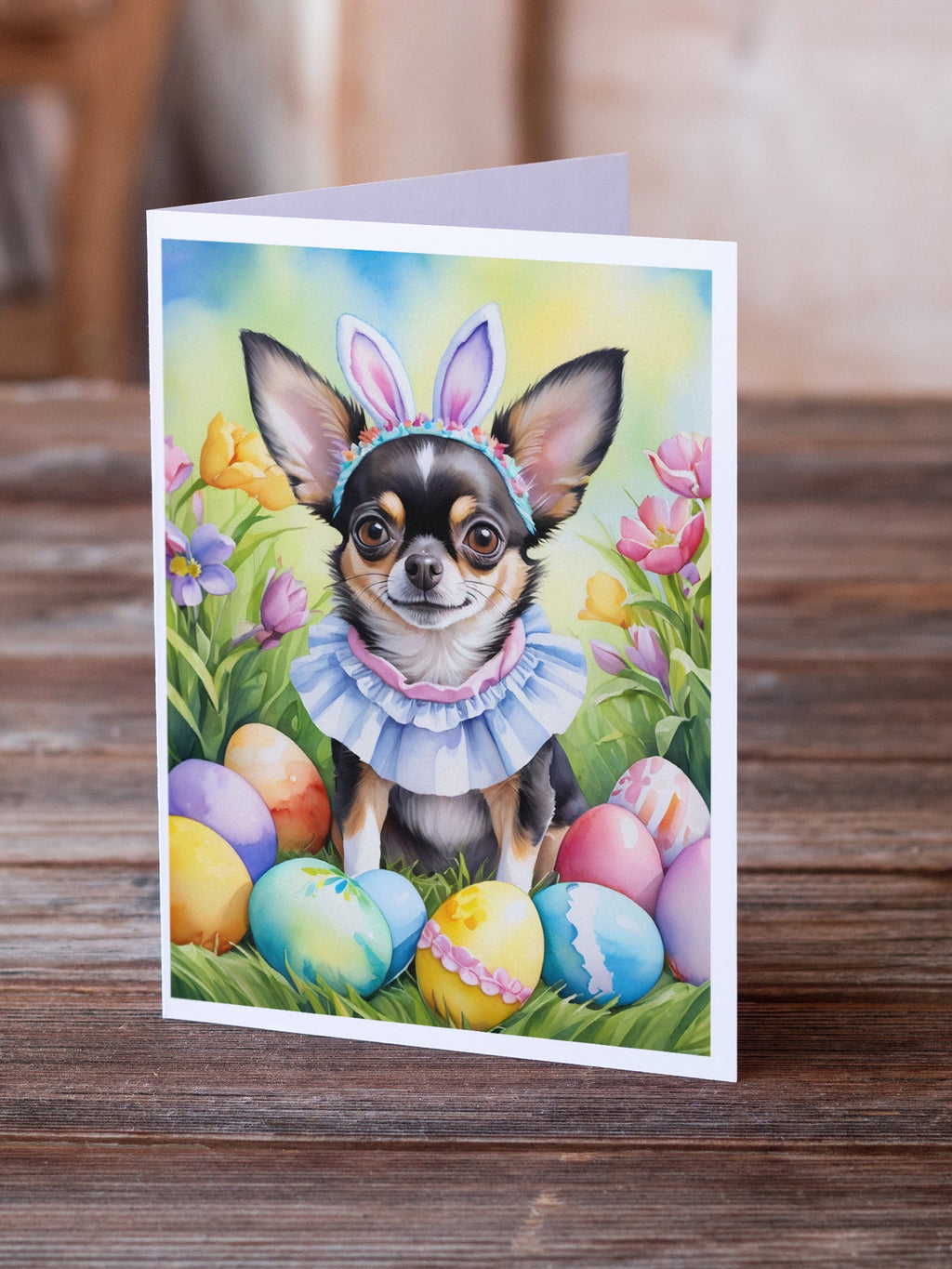 Chihuahua Easter Egg Hunt Greeting Cards Pack of 8 Blank Cards with Envelopes Whimsical A7 Size 5x7