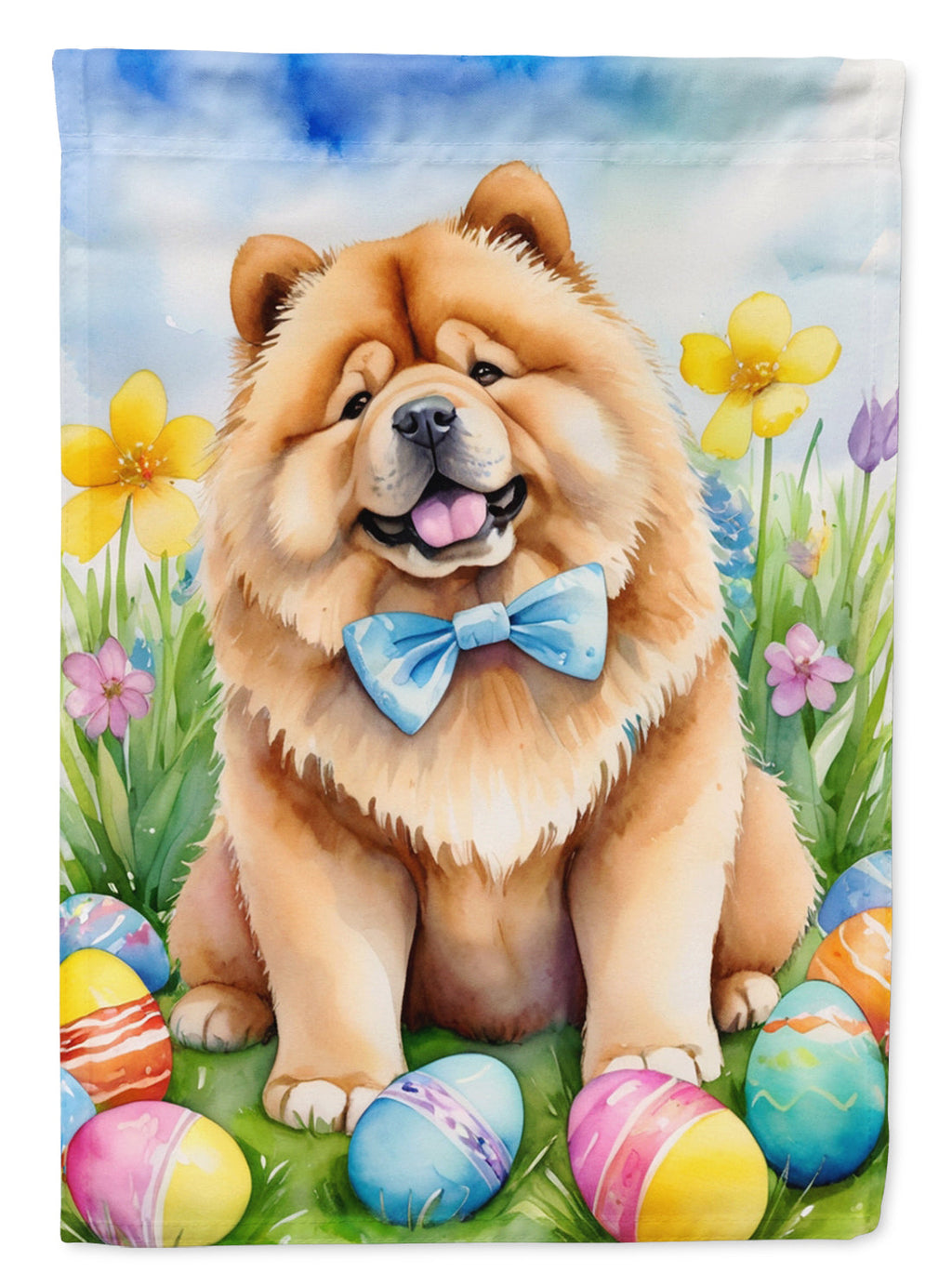 Chow Chow Easter Egg Hunt House Flag 28x40 Porch Sleeve Pole Decorative Outside Yard Banner Artwork Wall Hanging, Polyester