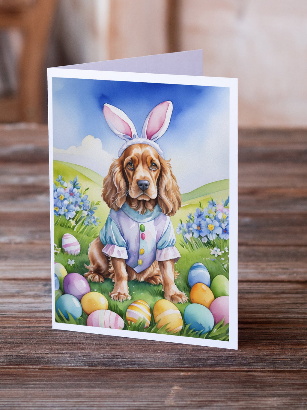 Cocker Spaniel Easter Egg Hunt Greeting Cards Pack of 8 Blank Cards with Envelopes Whimsical A7 Size 5x7
