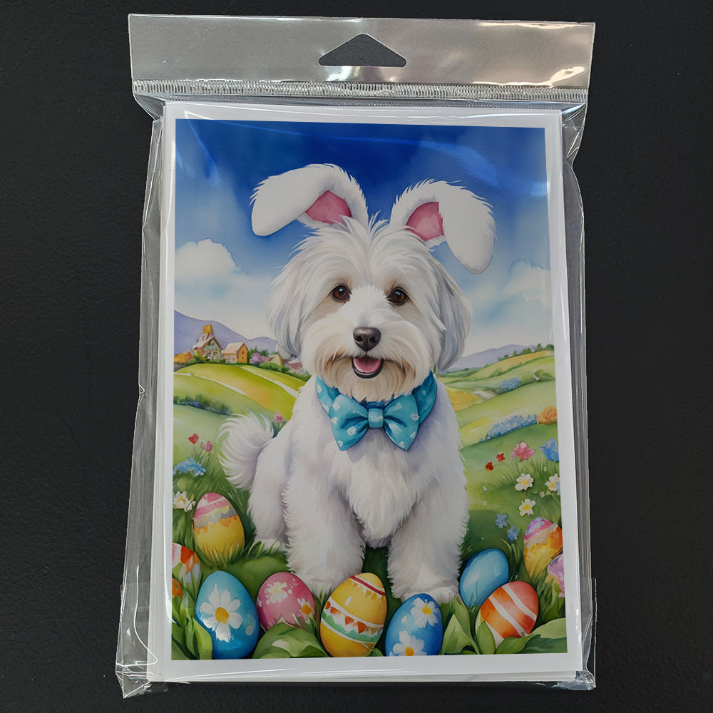 Coton de Tulear Easter Egg Hunt Greeting Cards Pack of 8 Blank Cards with Envelopes Whimsical A7 Size 5x7