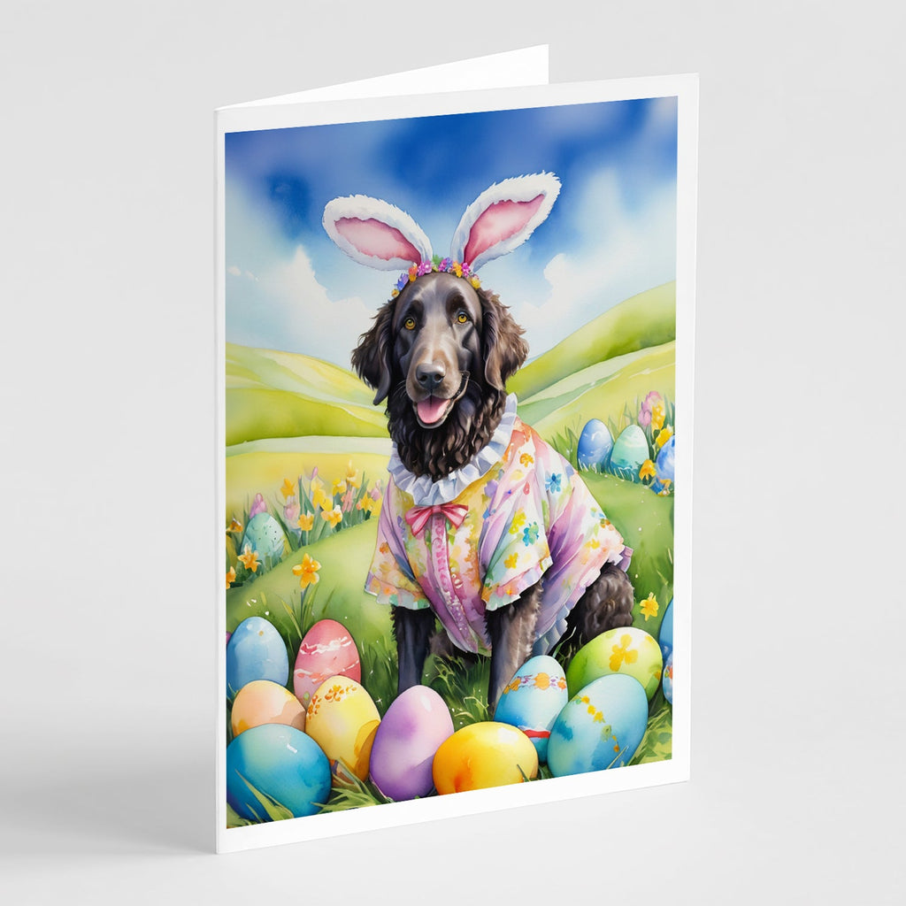 Curly-Coated Retriever Easter Egg Hunt Greeting Cards Pack of 8 Blank Cards with Envelopes Whimsical A7 Size 5x7
