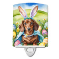 Dachshund Easter Egg Hunt Ceramic Night Light Compact, UL-Certified, Ideal for Bedroom, Bathroom, Nursery, Hallway, Kitchen, 6x4x3, Multicolor