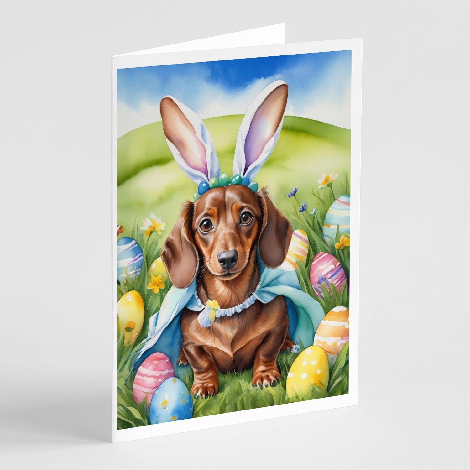 Dachshund Easter Egg Hunt Greeting Cards Pack of 8 Blank Cards with Envelopes Whimsical A7 Size 5x7