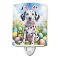 Dalmatian Easter Egg Hunt Ceramic Night Light Compact, UL-Certified, Ideal for Bedroom, Bathroom, Nursery, Hallway, Kitchen, 6x4x3, Multicolor