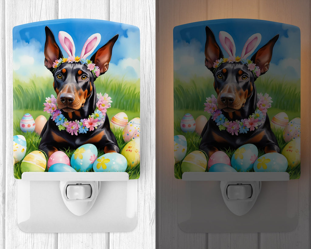 Doberman Pinscher Easter Egg Hunt Ceramic Night Light | Plug-In Accent Light