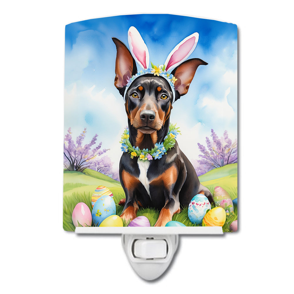 Doberman Pinscher Easter Egg Hunt Ceramic Night Light | Plug-In Accent Light