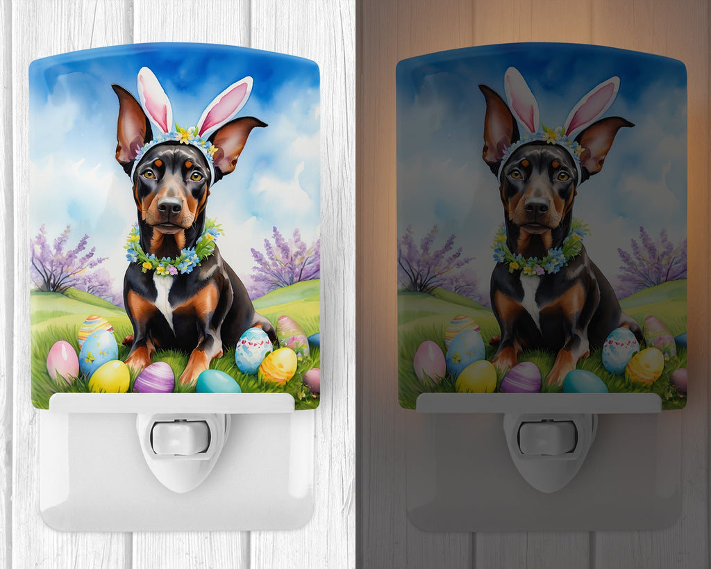 Doberman Pinscher Easter Egg Hunt Ceramic Night Light | Plug-In Accent Light
