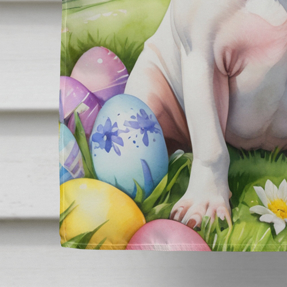 English Bull Terrier Easter Egg Hunt House Flag 28x40 Porch Sleeve Pole Decorative Outside Yard Banner Artwork Wall Hanging, Polyester