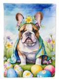 English Bulldog Easter Egg Hunt House Flag 28x40 Porch Sleeve Pole Decorative Outside Yard Banner Artwork Wall Hanging, Polyester