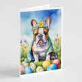 English Bulldog Easter Egg Hunt Greeting Cards Pack of 8 Blank Cards with Envelopes Whimsical A7 Size 5x7