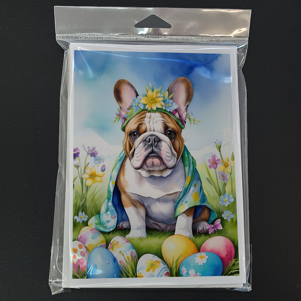 English Bulldog Easter Egg Hunt Greeting Cards Pack of 8 Blank Cards with Envelopes Whimsical A7 Size 5x7